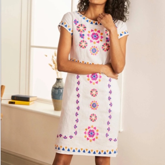 Boden Dresses & Skirts - Boden Laura Linen Embroidered Dress Sz 6P